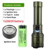 Flashlight Lighter & Power Bank Combo,Rechargeable,Zoomable Super Bright Beam,5 Modes Flashlight for Outdoor Camping Emergency