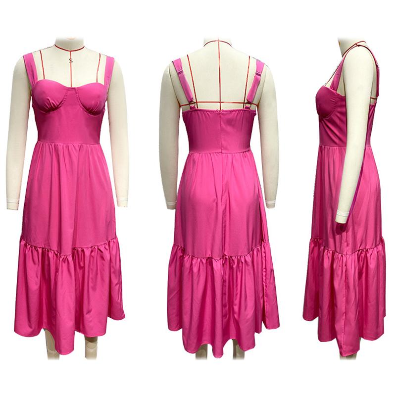 Dámské letní dlouhé šaty Volné Módní Ležérní Květinový potisk Bez rukávů Letní šaty