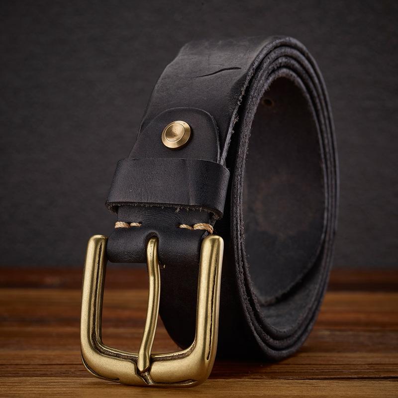 Men'S Handmade Genuine Leather First Layer Cowhide Belt Men'S Belt Casual Retro British Belt
