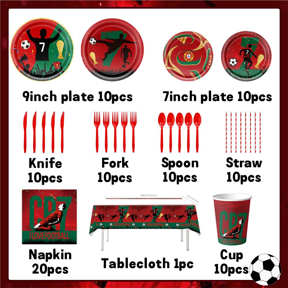 Spanish Football Player Theme Party Decoratiaons Soccer Star Balloon Set Boy Birthday Party Supplies Cr&7 Backdrop Banner Props