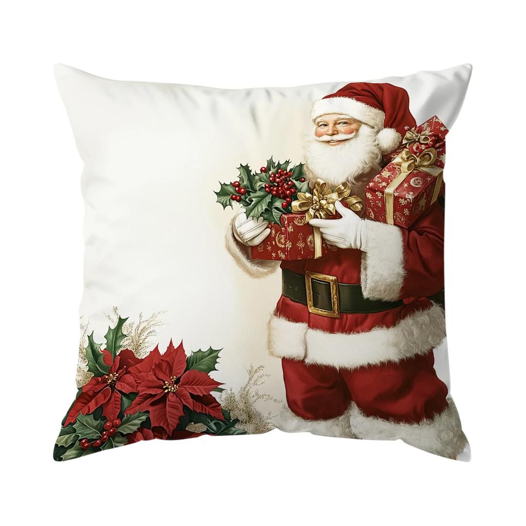 Retro Santa Claus Cushions Pillowcase Cushion Cover Throw Pillow Sofa Decoration Pillowcover Home Car Decor