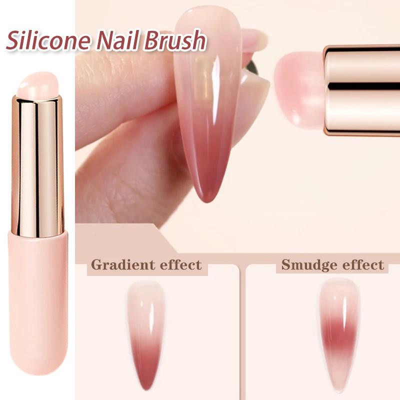 Nail Art Silicone Brush Reusable Universal Mirror Powder Pigment Applying Gradient Shading Pen Easy To Use Nail Brushes Tool