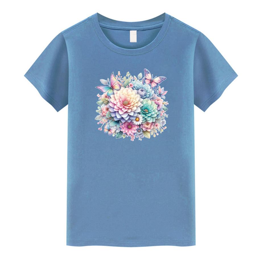 Beautiful Flowers Clothes Sticker For Girl Woman T-Shirt New Heat Transfer Garment Accessory Washable Diy Patch For Clothing