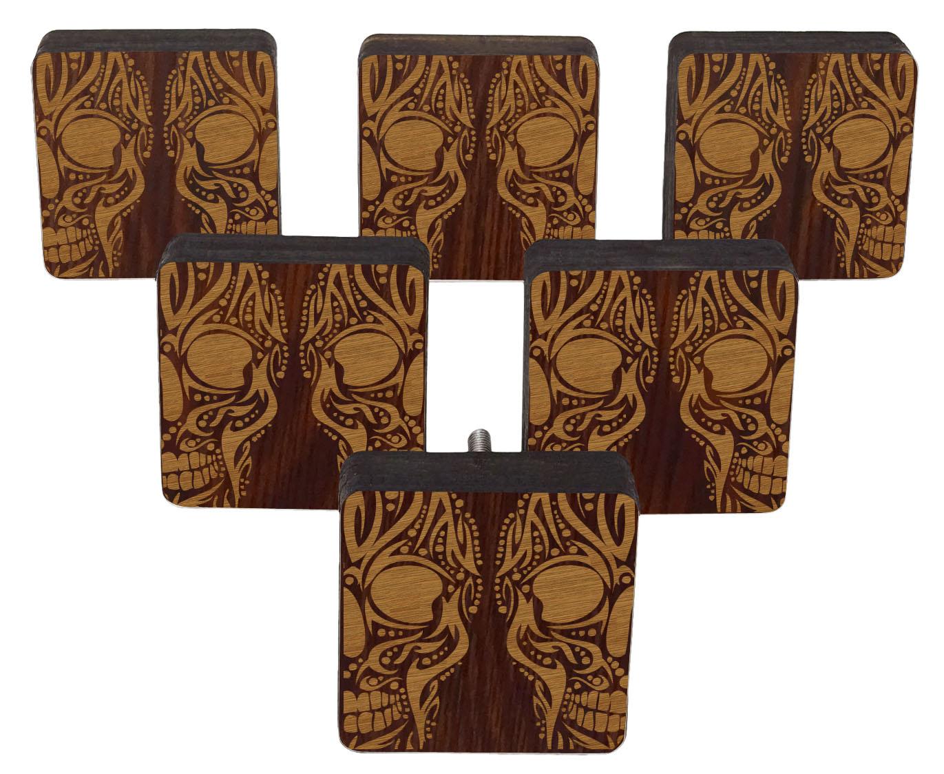 

IBA Indianbeautifulart Коричневі ручки з гравіюванням Дерев’яні дверні ручки для шаф 2 x 2 Inches-Square коричневий