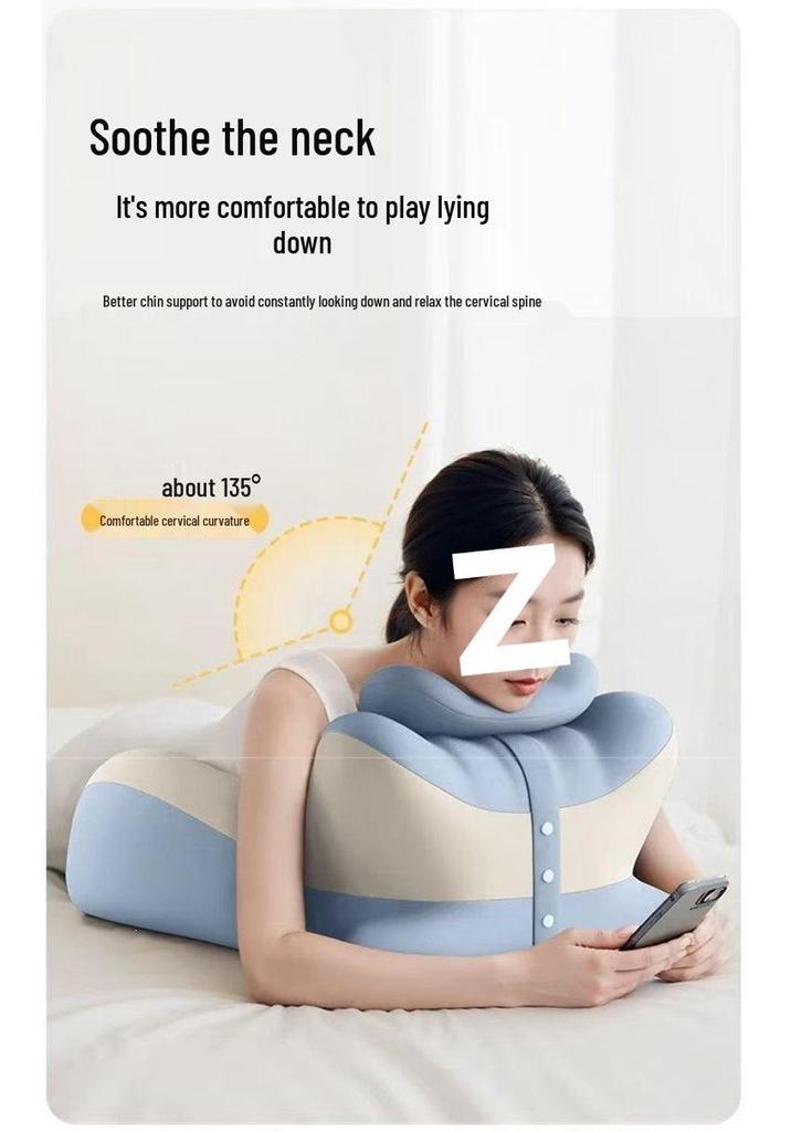 Multifunctional Prone Sleep Pillow with Bedside Cushion and Elevated Backrest