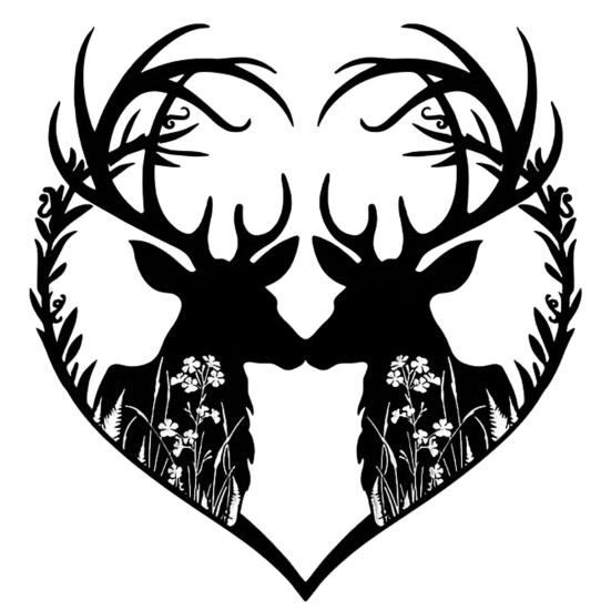 Durable Hanging Ornaments for Patio Metal Deer Heart Wall Decoration, Silhouette Couple Ornaments, Animal Art Decorative Accents Bedroom Sculpture