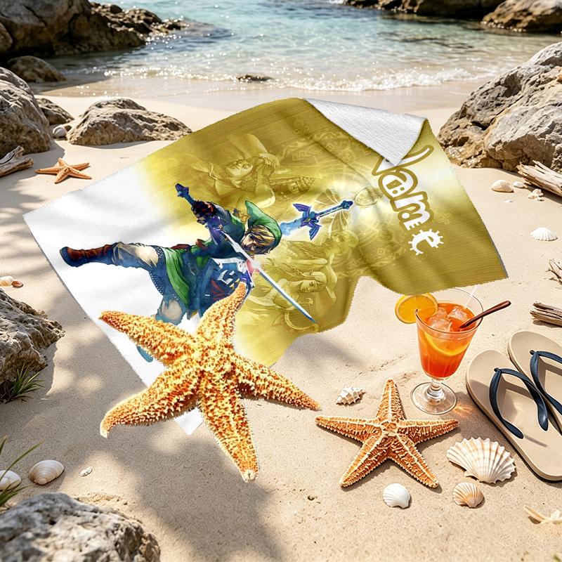 Custom Name Personalized Video games Print Beach Towel, for Trip Camping Beach Party Home Decor, Birthday Gift for Family & Friends