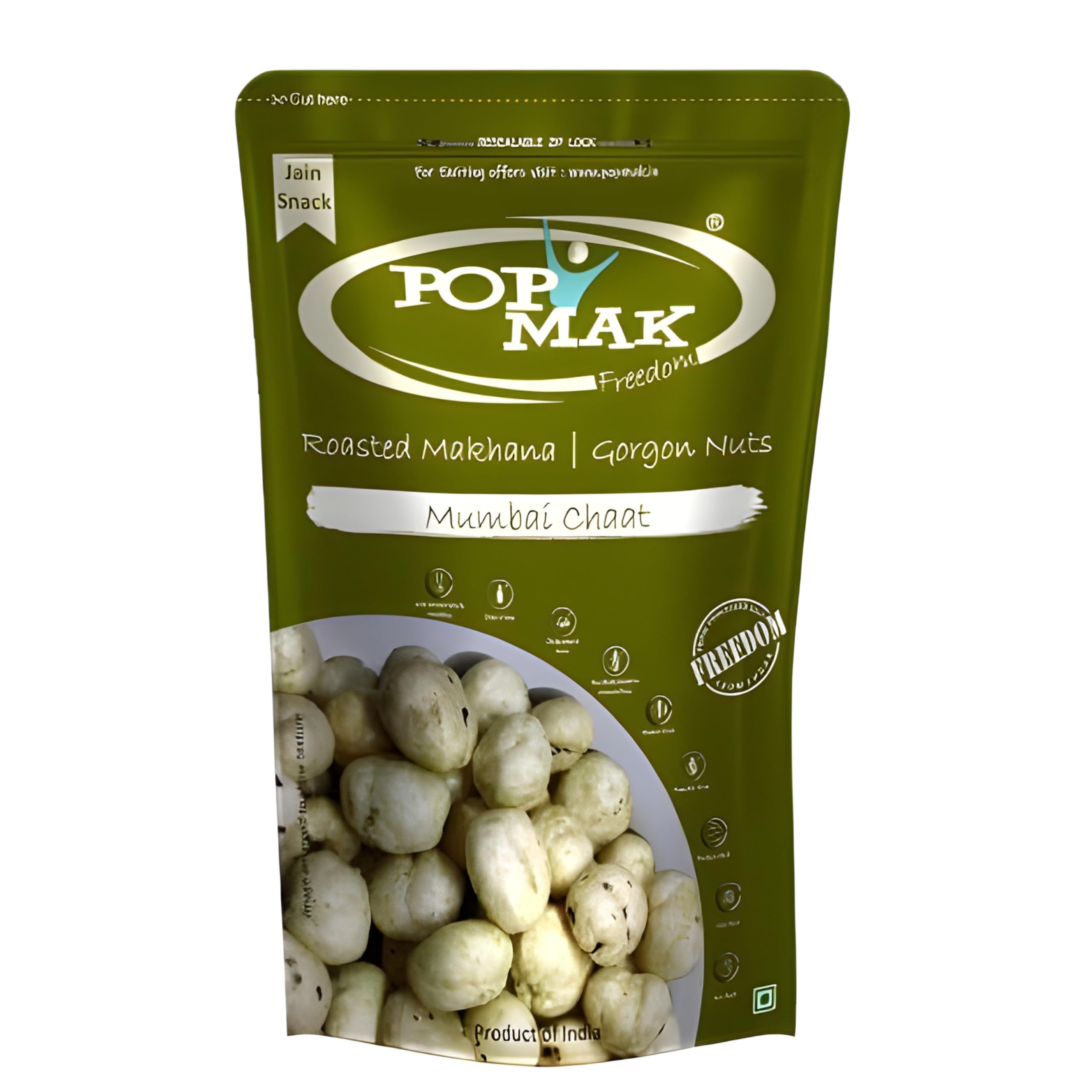 

Popmak Makhana (Mumbai Chat, 55g) | Roasted Makhana | Gorgon Nuts | Fox Nuts for Healthy Snacking | All Natural ingredients | Resealable Packagin
