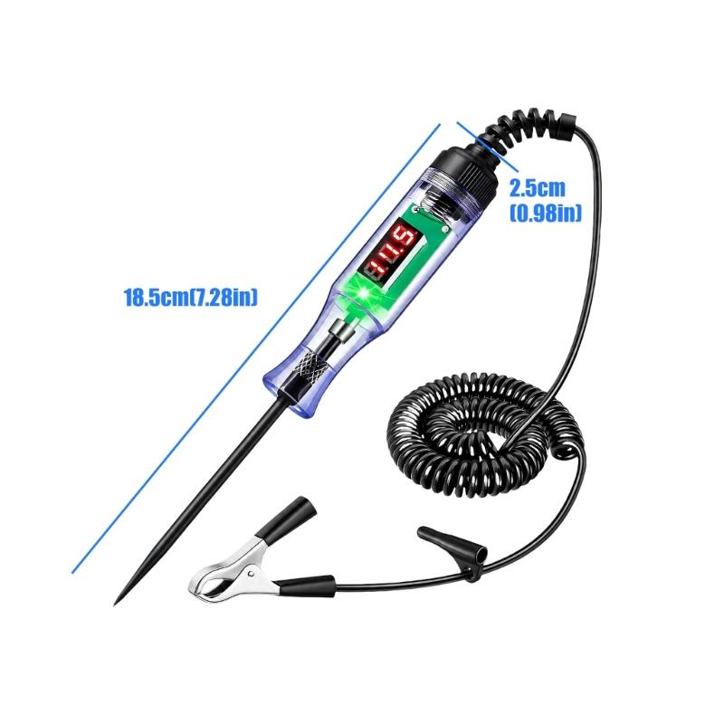 Circuit Test Pen for Vehicle Wiring Checks with Alligators Clip Cable, Display Window and ABS Housing, Automotive Probes Tester for Repair Use