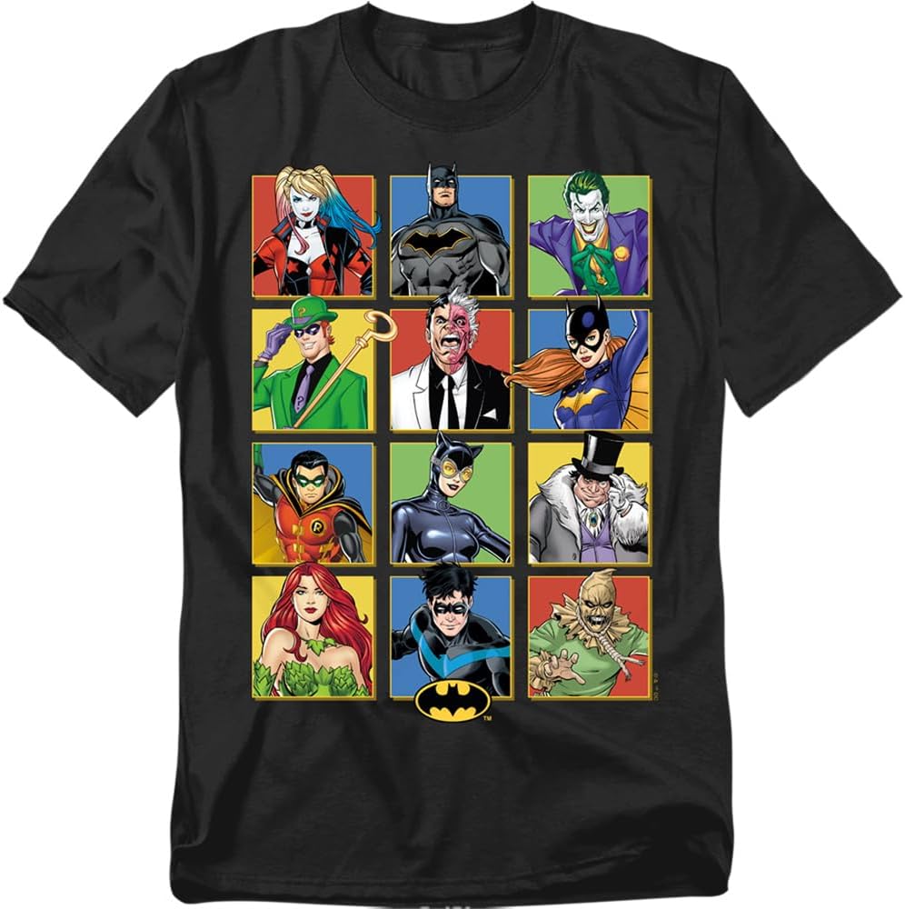 Popfunk Batman Character Squares Unisex Adult T Shirt S