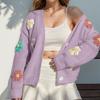 Women's Floral Knit Cardigan Sweater with Cute for Daily Wear