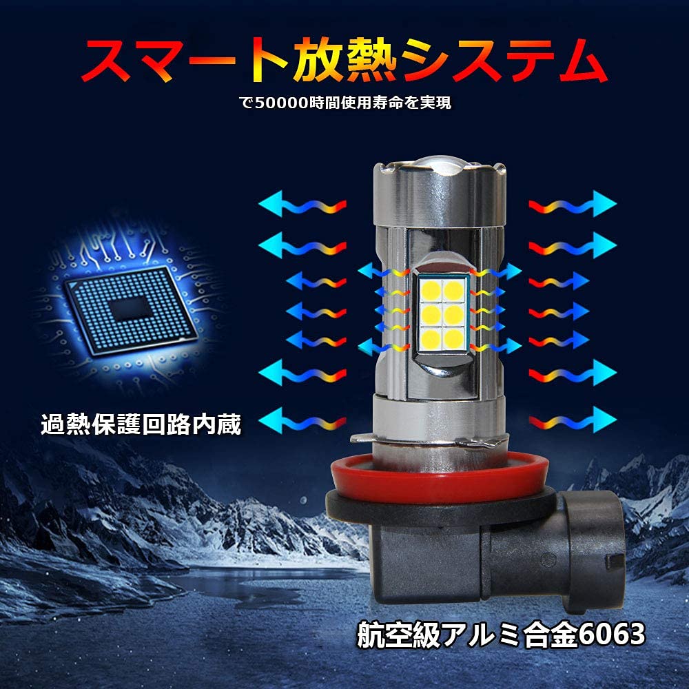 TOPINC H11 LED Fog Light, White, 6000K, H8, H9, H16 LED, Fog Lamp, Bulb,