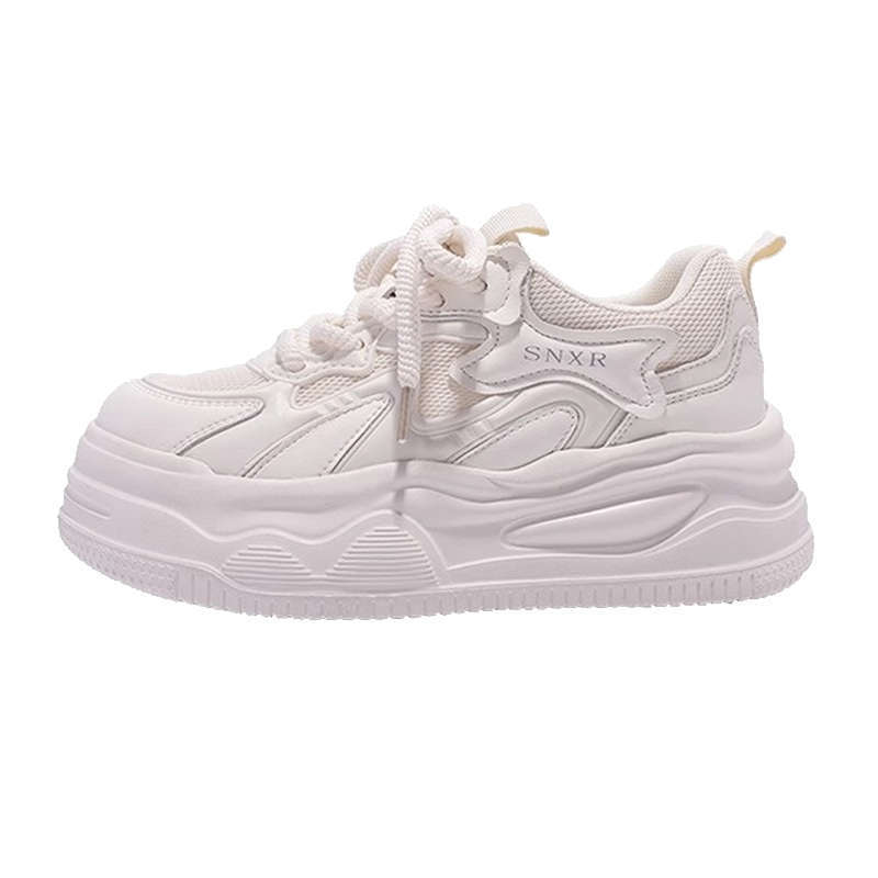 Milk fufu board shoes versatile niche lightweight casual mesh shoes 2025 summer new thick-soled breathable little white shoes women