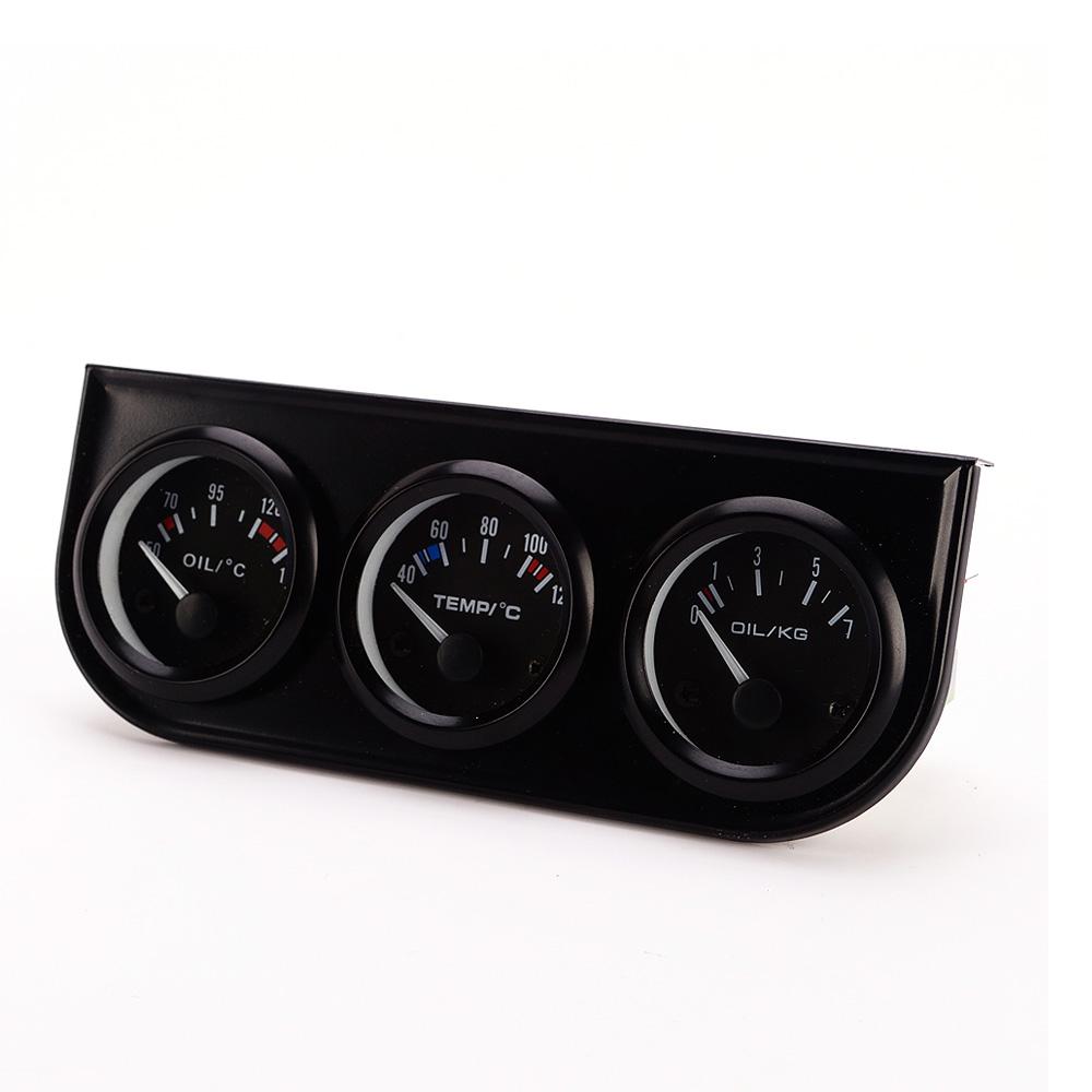 12V Universal 52mm Triple Kit Oil Temp Water Temp Temperature Oil Pressure Sensor Car Meter