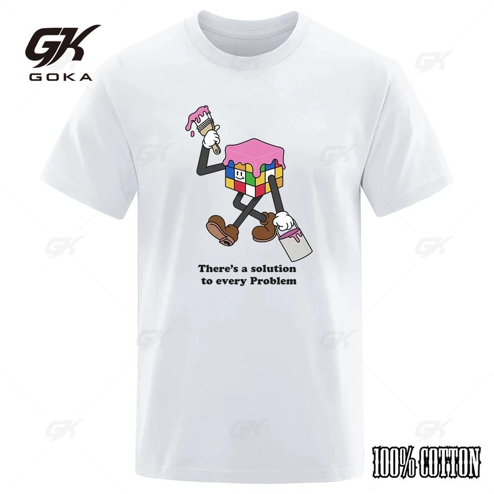 There Is A Solution To Every Problem TShirts Men Luxury Cotton Casual Loose Oversized Hip Hop Tee Short Sleeve TShirt S
