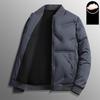 Doudoune Homme à Col Baseball Doudoune Courte d'Hiver Épaissie Chaude Grise en Duvet de Canard Veste Décontractée pour Jeunes