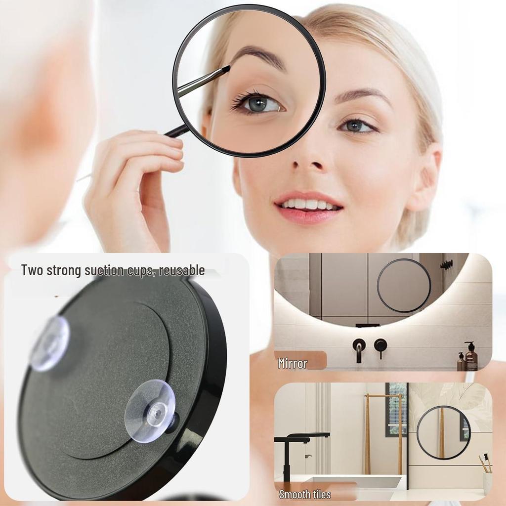 Portable HD Travel Mirror with 10X30X40 Magnification & Suction Cup - Handheld Makeup & Blackhead Remover