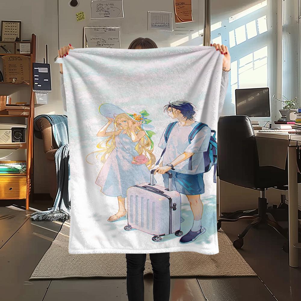 1PC Summer time Rendering Print Flannel Blanket, High quality All Seasons, Home Decor, Warmth and Comfort, Perfect for Christmas Gifts