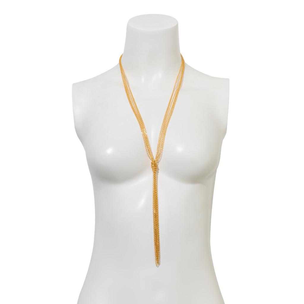 Accessories Hip Hop Metal Style Multi-Layer Necklaces Personalized Long Knotted Cross Chain Tassel Necklace Women