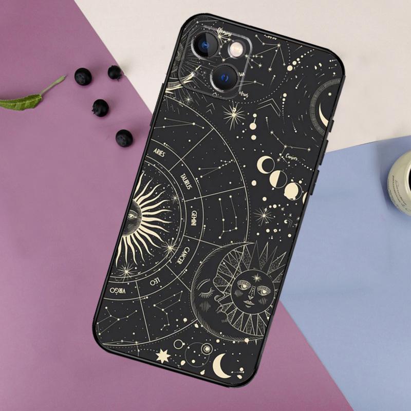 Sun Moons Star Signs Celestial Silicone Case For iPhone 17 15 14 13 11 12 Pro Max 16 Plus 12 13 Mini 16e 17 Air Back Cover