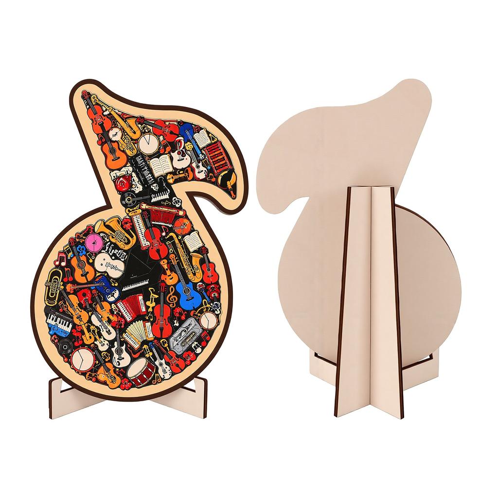 67 Pcs Musical Note Instrument Jigsaw Puzzle Ornament 3D Wooden Music Note Puzzle Decor B Type