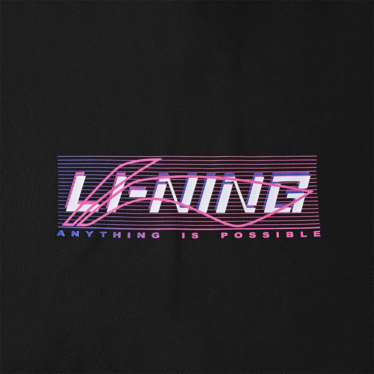 Li Ning Badminton Series Creative Logo Classic Breathable Vitality Fashion Casual Daily Sports Short Sleeve T-Shirt Unisex Tops Black ATSV627-1