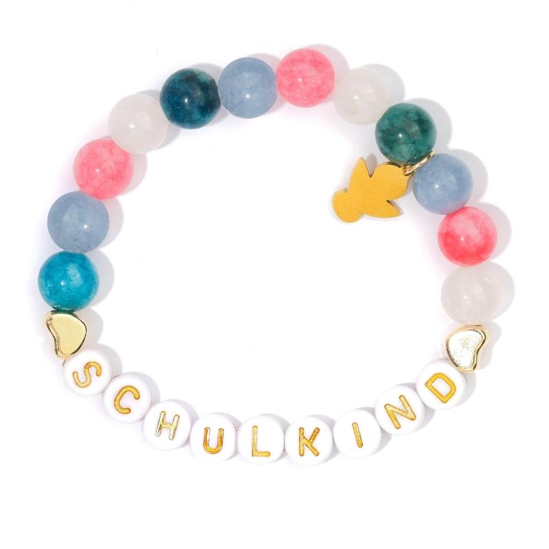 Creative Letter Bead Bracelet With/without Pendant Detail, Acrylic Design Wristlet For Teens Daily Accessories