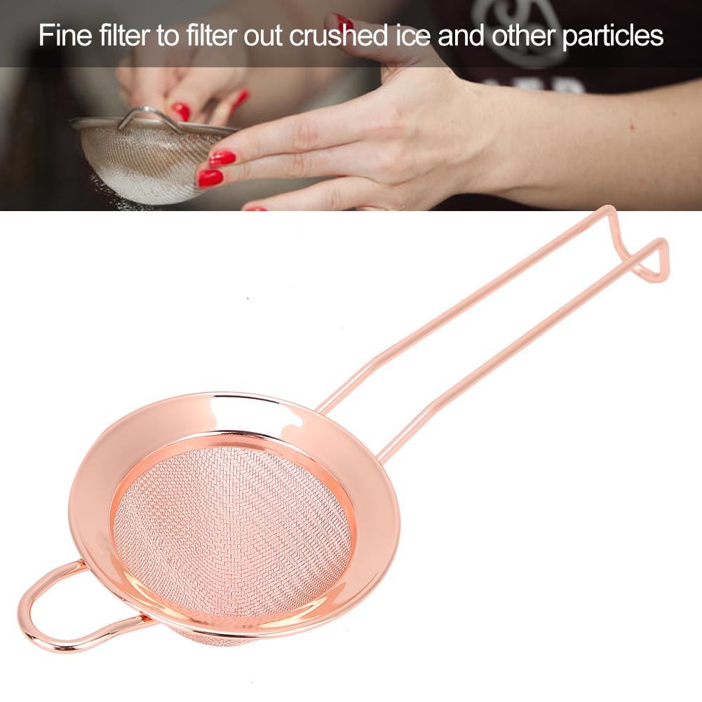 Stainless Steel Cone Shape Cake Powder Filter Cocktail Mesh Strainer Bar AccessoriesRose Gold