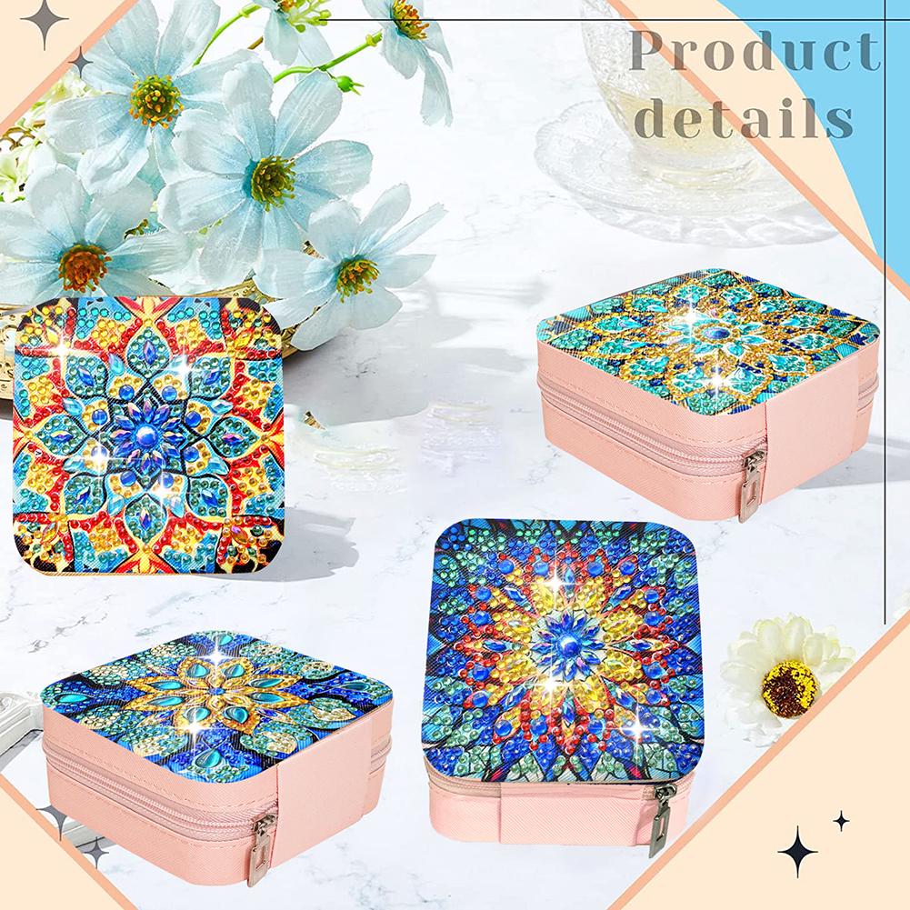 Schmuck-Organizer für Diamantmalerei mit Mandala-Muster, PU, speziell geformte Aufbewahrungsbox für 5D-Diamantmalerei zum Selbermachen für Halsketten und Ohrringe