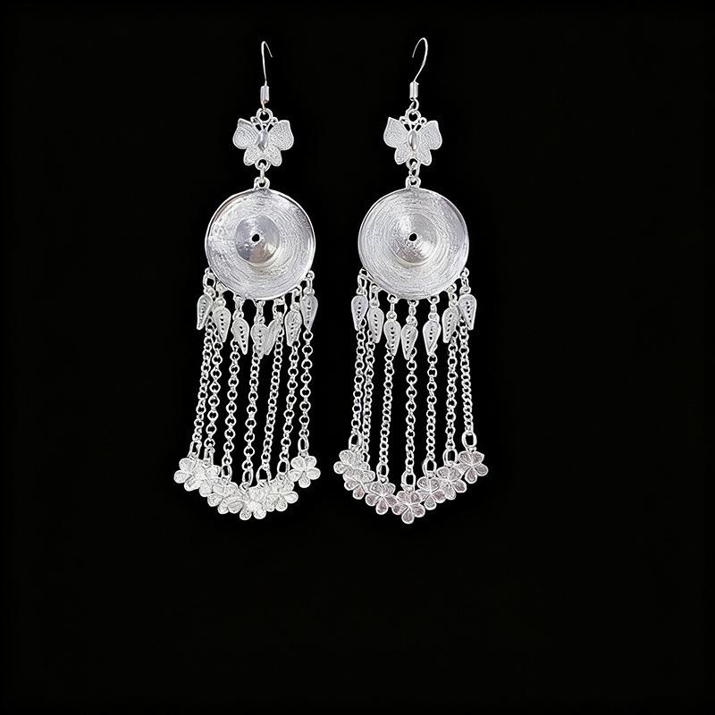 Ethnic style earrings Alloy silver-plated Miao ethnic minority Dong Yi earrings Earrings