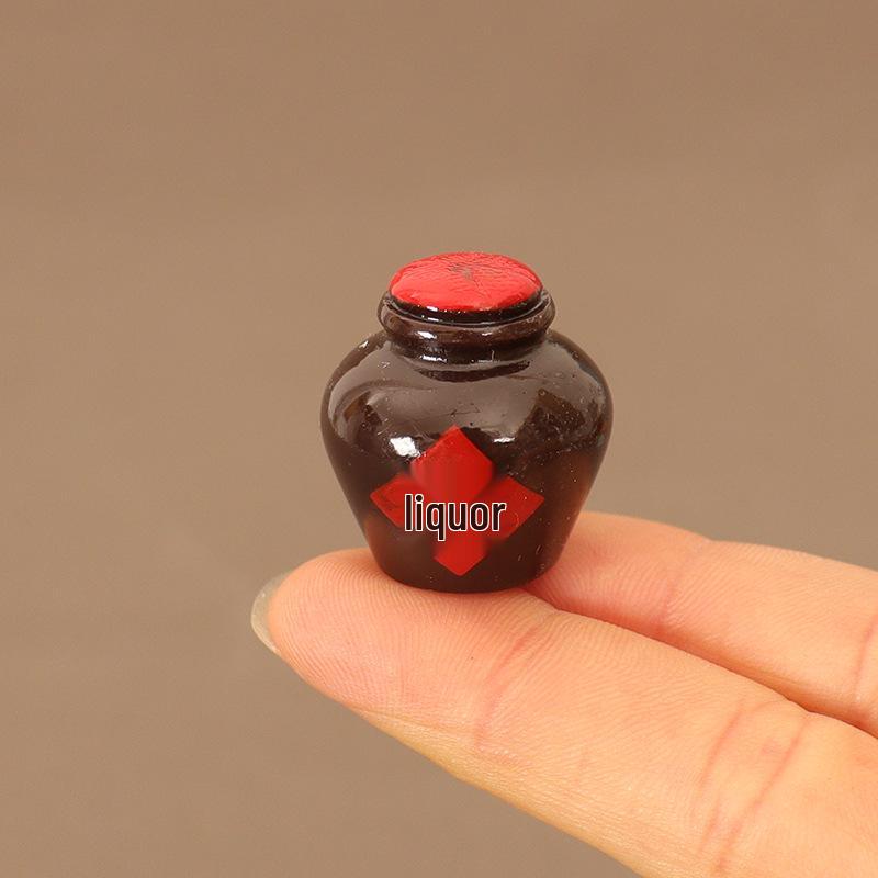 Mini OB11 Retro Wine Jar & Bowl with Wooden Table Dollhouse Accessory