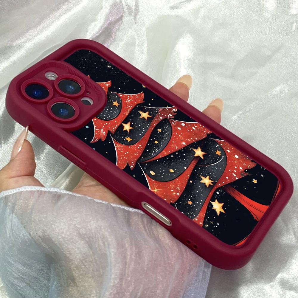 JT451 Red christmas Tree for iPhone 17 16 15 14 13 Pro Max Samsung S26 S25 Ultra A17 A07 A56 A16 Xiaomi 15T Redmi 15c 14C 13C Note 11 12 Soft Case