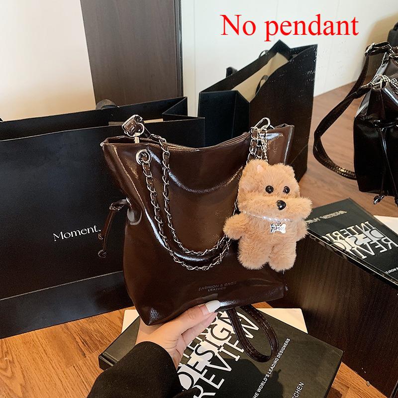 Retro Versatile Soft Pu Leather Shoulder Bags for Women Simple Ladies Bucket Handbags Portable Female Chain Crossbody Bag