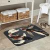 1pc Metallic Koi Fish Bath Mat - Lightweight Machine-Washable Polyester Blend, Non-Slip Rubber Backing, Elegant Black Background