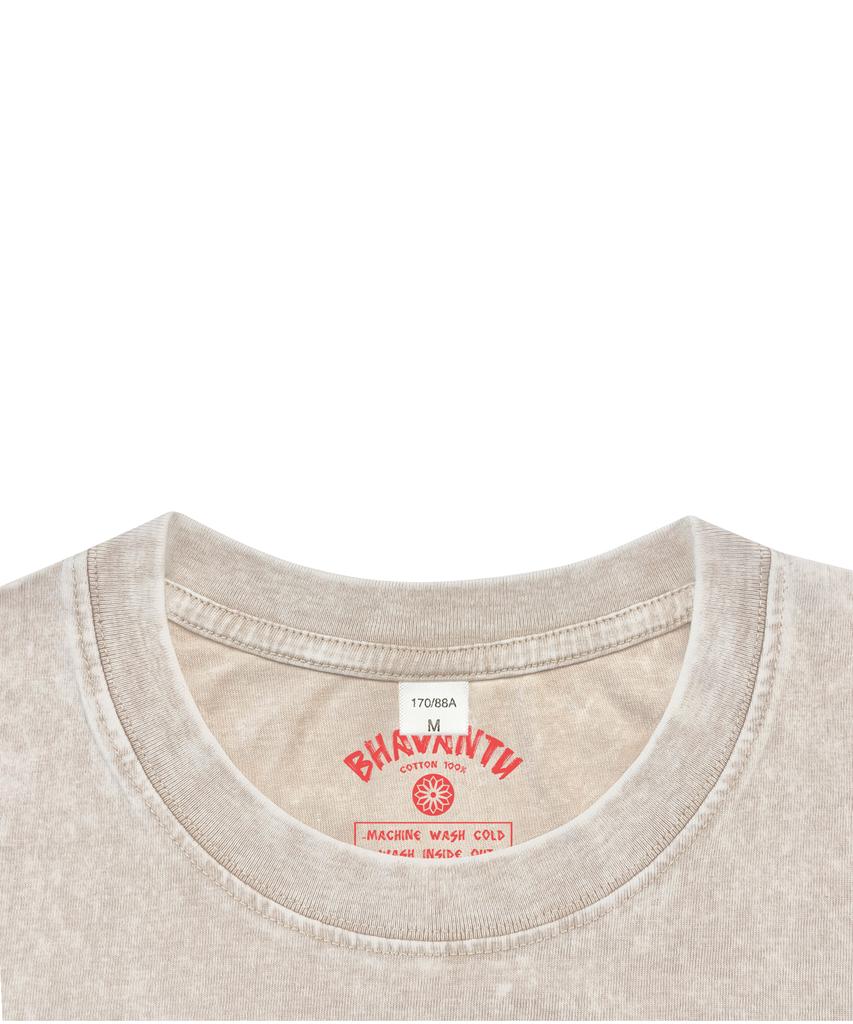 BHAVANTU Energy Flows Where Intention Goes Pigment T-Shirt (Vintage Beige / Vintage Dark Gray)
