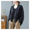 Giacche da Donna a Maniche Lunghe Stile Vintage Versatili Larghe Comode Cotone Lino Cappotti Casual da Donna