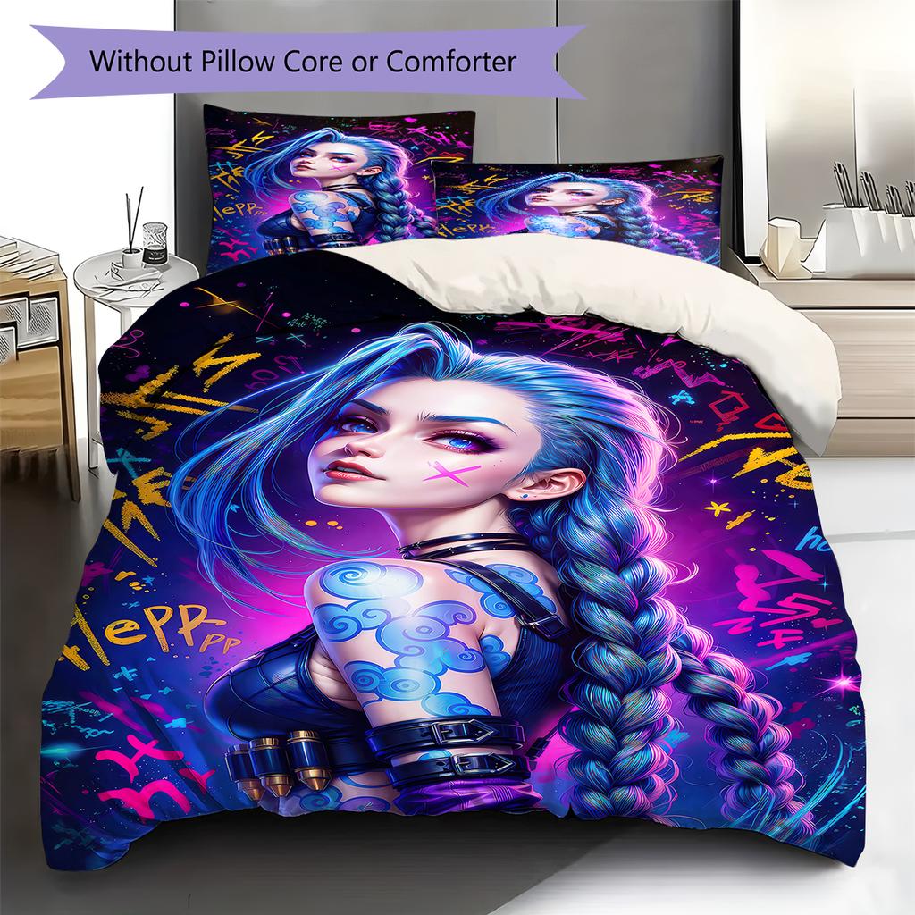 Jinx Pattern Bedding,Quilt Set Quilt Cover Pillowcase Home Birthday Gift (1 * Duvet Cover + 2 * Pillowcase, Without Core)