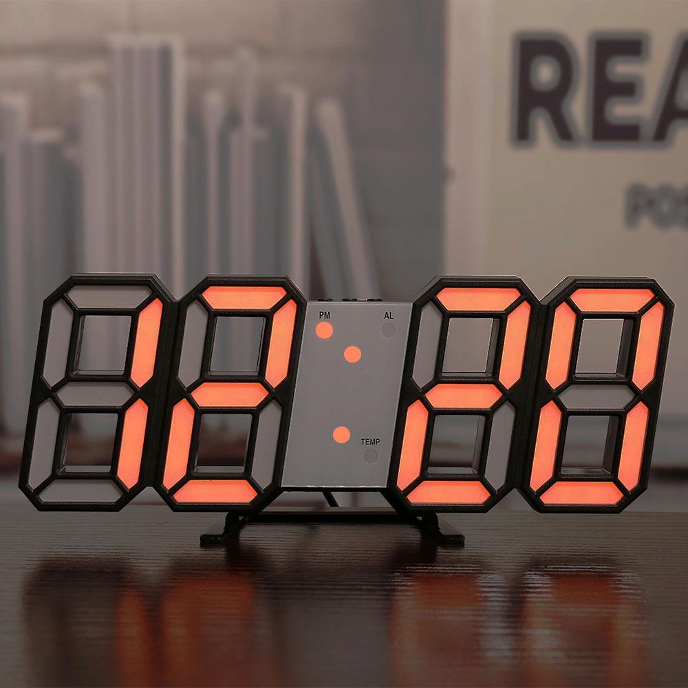 3D LED Digital Clock with Alarm, Calendar, and Thermometer for Living Room Wall