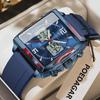 POEDAGAR Luxury Man Watch Electronic Square LED Alarm Chronograph Men's Watches Week Date Dual Time Display Men Quartz Clock