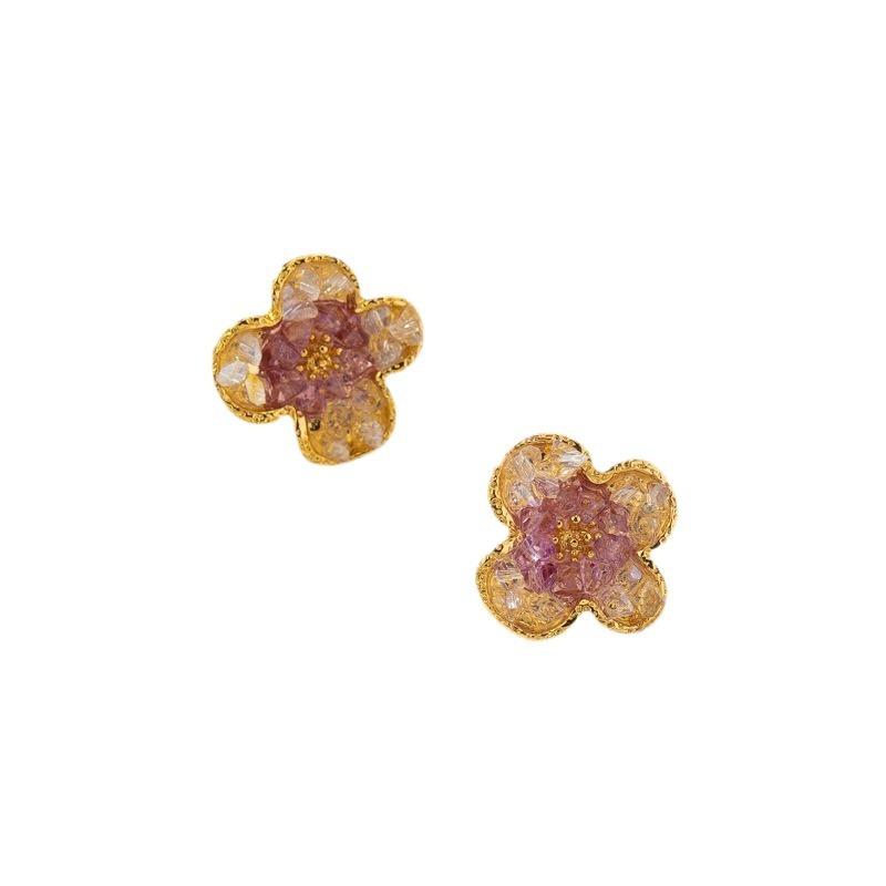 French spring fresh green Mori earrings super white flower stud earrings niche design earrings