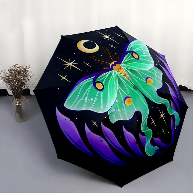 1pc Moonlit Luna Butterfly Umbrella with Plastic Handle,Suitable for All Seasons Home Travel Outdoor UmbrellaDD1525