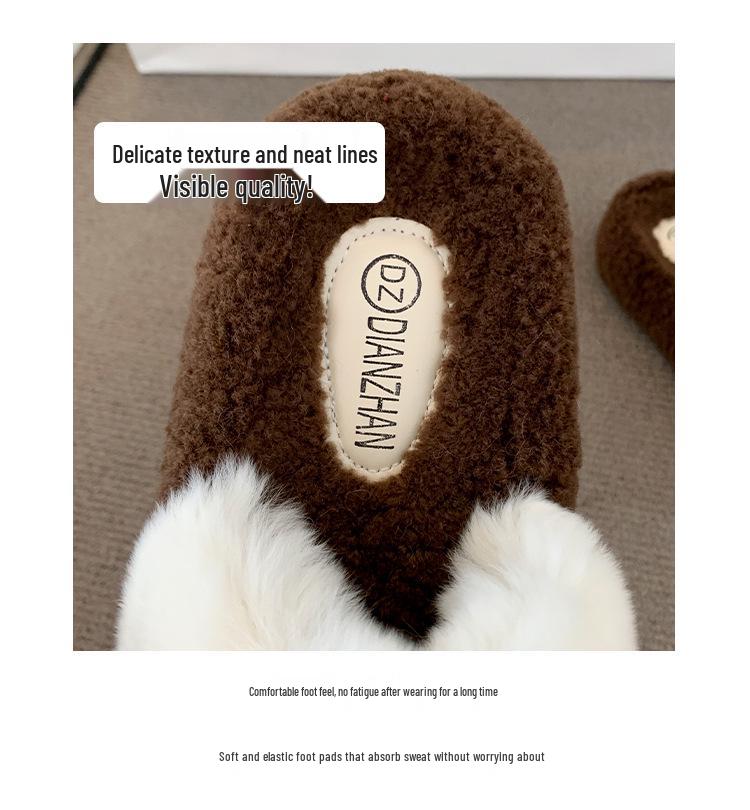 Women's Fuzzy Slippers: New 2025 Thick-Soled, Height-Enhancing, Plus Velvet Cotton for Autumn/Winter