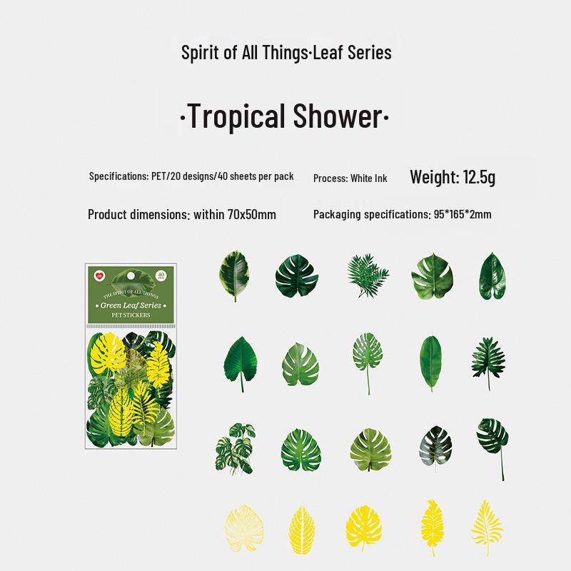 ZABC Leaf Series Collage Stickers - Spirit of All Things, 6 Styles