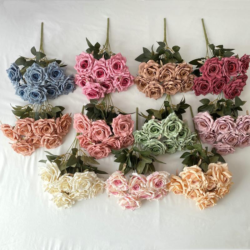 41Cm 7 Forks Silk Screen Rose Artificial Flower Wedding Living Room Decoration Road Guide Bouquet, Artificial Flower