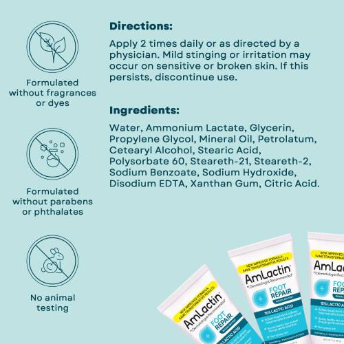 Foot Repair Foot Cream Therapy | Smooths Rough, Dry Feet | Powerful Alpha-Hydroxy Therapy Gently Exfoliates | Lactic Acid (AHA) | Softens Tough, Dry S