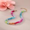 GEMCHIC Women's Dopamine Color Block Natural Stone Beaded Necklace Bohemian Style Layered Choker Statement Jewelry