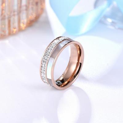 New Creative White Shell Mud Stone Ring Full Diamond High-end Ring Titanium Steel Non-fading Jewelry Women