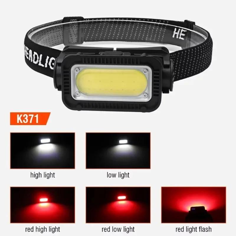 Powerful Smart Motion Sensor COB Headlamp 3 Modes Type-C Rechargeable Headlight Outdoor Waterproof Head Lamp Built-in Battery