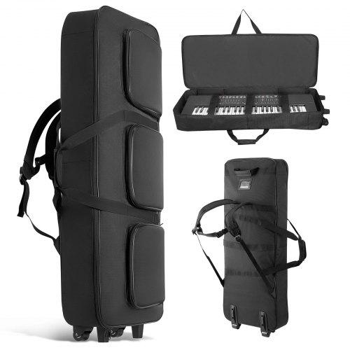 VEVOR 88 Key Keyboard Case, 1040 X 430 X 130 Mm Interior, Padded Rolling Piano Case with Wheels, Sturdy Handle, 3-Pocket Storage