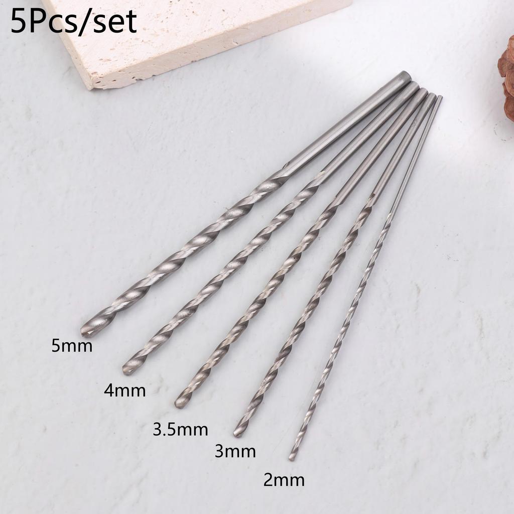 5Pcs 2mm 3mm 3.5mm 4mm 5mm Twist Drill Bit Kit For Wood Plastic Alloy Metal Woodworking Deep Hole Drilling